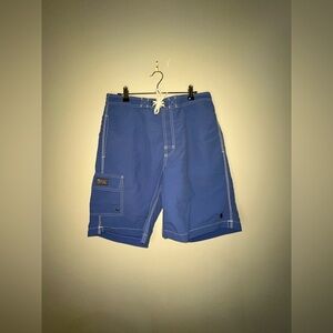 POLO RALPH LAUREN Blue Nylon BOARD SHORTS Lined SWIMWEAR Size S A011